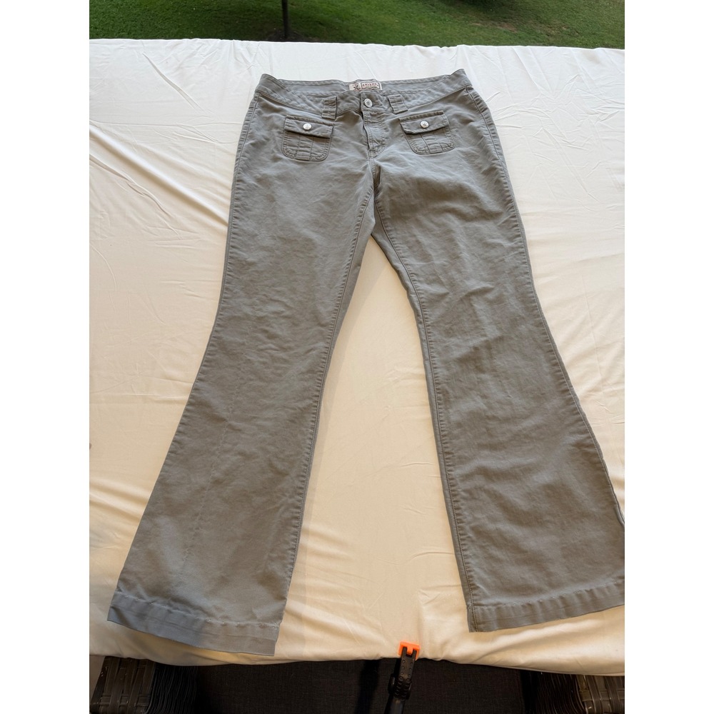 Arizona Jean Co Womens Gray Flare Utility Cargo Pants Low Rise Size 11 Hemmed